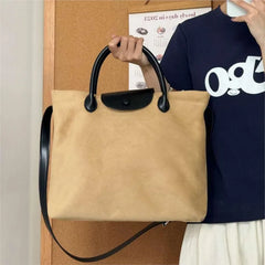 Cyflymder  Vintage Large Capacity Khaki Handbag 2025 Women Retro Suede Handle Chic Casual Crossbody Bags Ladies Harajuku Tote Bag Aesthetic