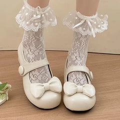 Cyflymder  Lovely Big Bowknot Low Heel Mary Jane Shoes Women Autumn Comfortable Thick Heel Japanese Jk Shoes Pumps Women Lolita Shoes