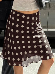 Cyflymder  Sexy Women's Mini Skirt Black Summer New Fashion Zipper Casual Slim Dot Print Skirt Elegant Versatile Sexy Female Knitted Skirt