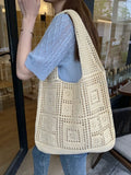 Cyflymder Retro Knitted Bag Mesh Hollowed-out Woven Bag Gentleness Style Women Shoulder Bag Imitation Wool Handbag