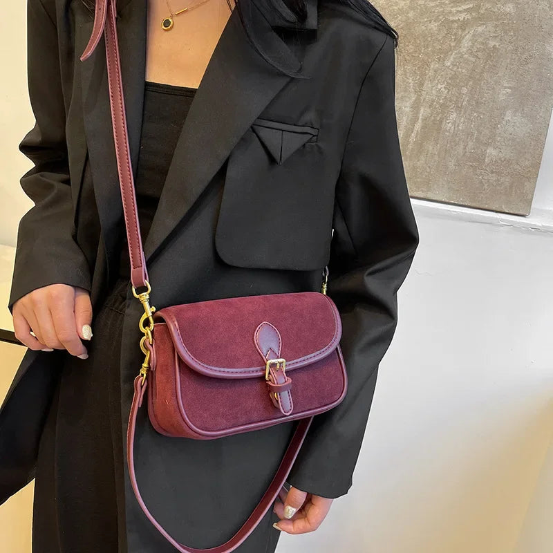 Cyflymder  New Ladies Vintage Saddle Bag Simple Commuter Crossbody Bag Soft Texture Bean Curd Square Bag Elegant Versatile Shoulder Bag