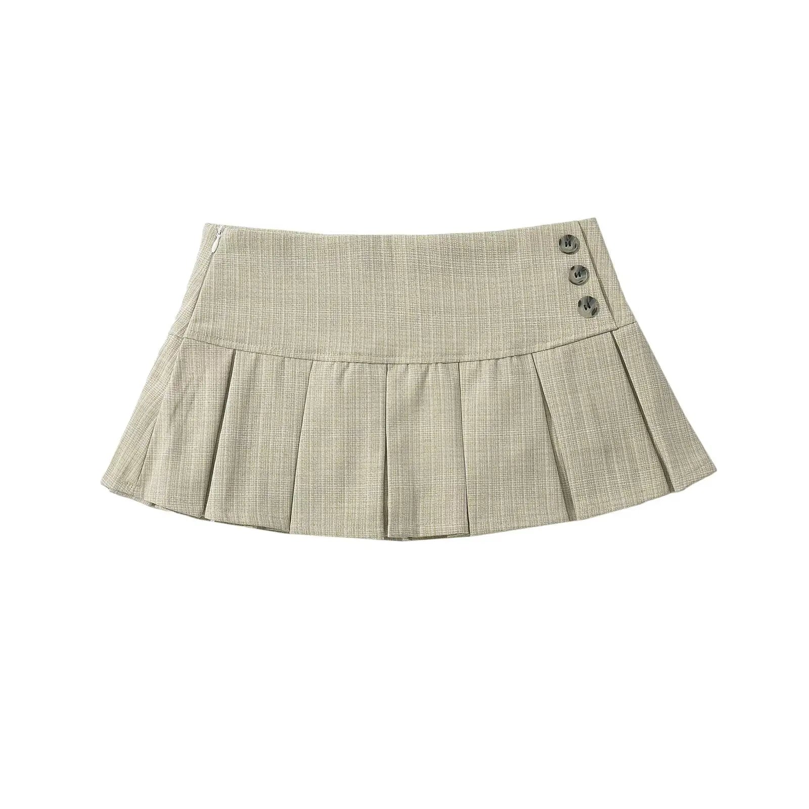 Cyflymder American Retro Pleated Mini Skirt Women Sexy Low Waist Summer Skirts Cool Girl Y2K saia
