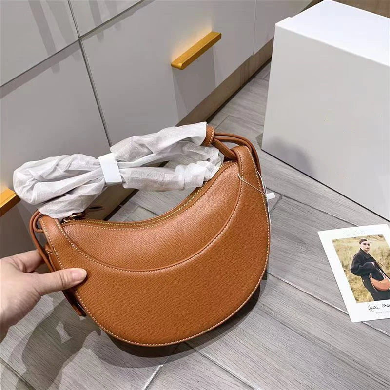 Cyflymder  Women's Bags Luxury Brand Leather Shoulder Bag with Retro Half Month Fashion Design Crossbody Small Bag Women's Accessories
