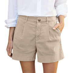 Cyflymder  Women Summer Cotton Linen Shorts Soft Stretch Twill Shorts Streetwear High Waist Loose Casual Pockets Shorts Female Short Pants