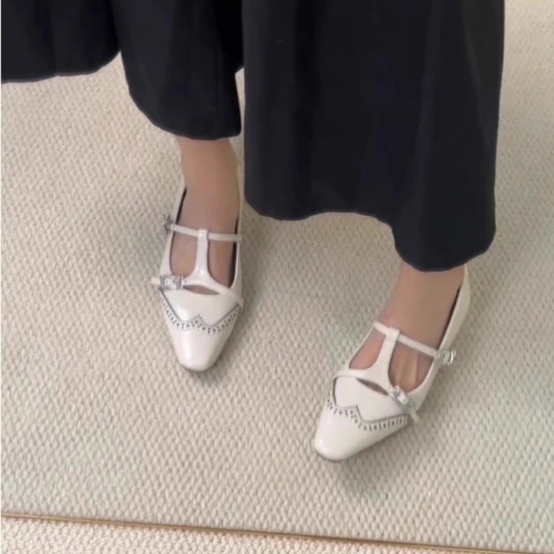Cyflymder  Retro Shallow Square Toe Mary Jane Shoes Women T Strap Buckle Elegant Dress Pumps Ladies Comfort Designer Flats Zapatos De Mujer