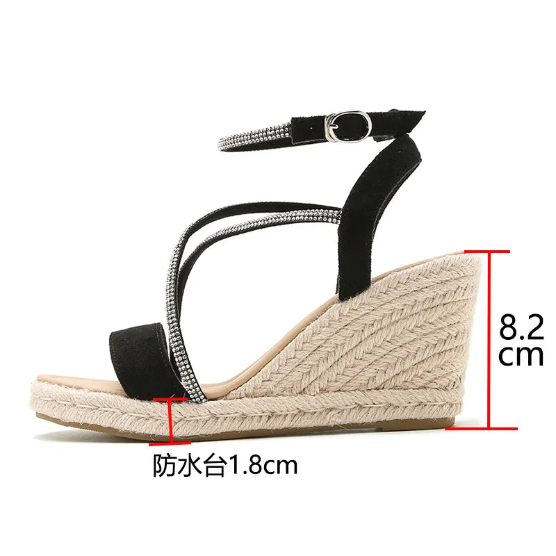 Cyflymder  Clogs With Heel Fashion Womens Shoes 2025 Large Size Wedge Sandals Summer Suit Female Beige Breathable Thick Luxury Big Platform