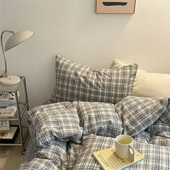 Cyflymder  Fashion Plaid Bedding Set 100% Cotton Duvet Cover Set Home Textiles Nordic Bed Sheet Queen King Quilt Cover Pillowcase Bed Linen