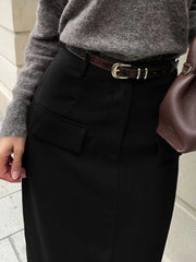 Cyflymder  Fashion Commuting Maxi Skirt Women High Waist Slim Solid Patchwork Streetwear Autumn Clothes Female Straight Maxi Skirt