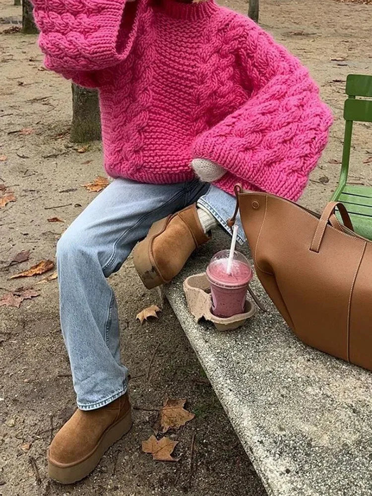 Cyflymder  Retro Knitted Sweater round Ne Bell Sve Casual Comfortable Autumn Winter Women's Faion Commute Loose Fit Polyester Blend