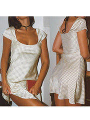 Cyflymder  Women Sexy V Neck Floral Print Ruffle Sleeve Mini Dress for Date Night Outfits and Cocktail Parties