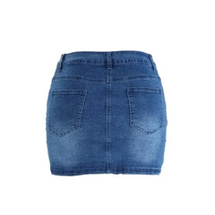 Cyflymder  Fashion Single-breasted Splice Wrap Hip Skirt Women High Waist Slim Fit Denim Half-body Dress Female Office Commuter Casual Wear