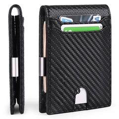 Cyflymder  Men's Ultra -thin Wallet European and American Simple Casual RFID US Dollars Leather Card Bag Money Clip Wallet