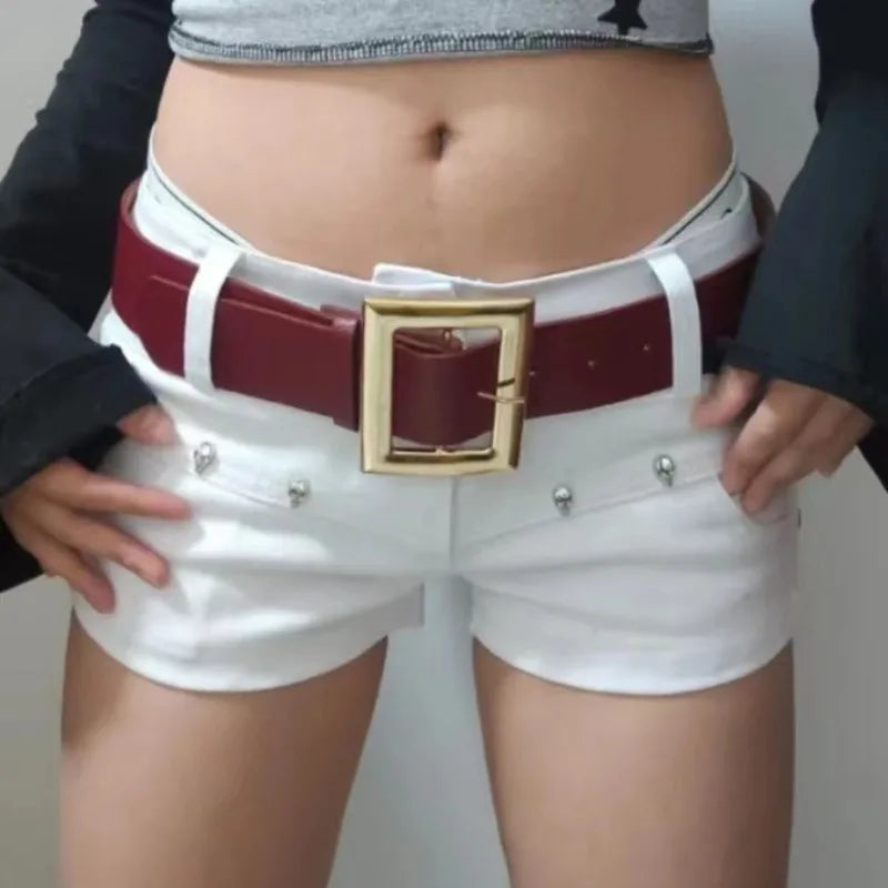 Cyflymder  Y2k Aesthetic Vintage Summer Streetwear Shorts American Rivet Nail Sexy Low Waist Hip Hop Women Bottoms Harajuku Punk Short Pant