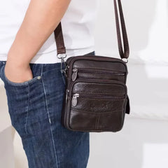 Cyflymder  Men's Vintage Leather Messenger Bag - High Capacity Crossbody Shoulder Bag, Retro Brown Genuine Leather with Adjustable Strap