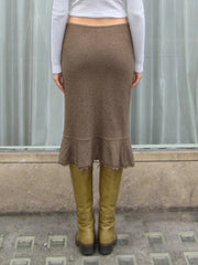 Cyflymder  Casual Slim Temperament Solid Low Waist Mid-length Knitted Elegant Mujer Faldas