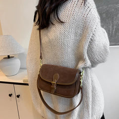 Cyflymder  New Ladies Vintage Saddle Bag Simple Commuter Crossbody Bag Soft Texture Bean Curd Square Bag Elegant Versatile Shoulder Bag