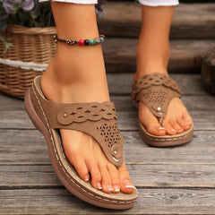 Cyflymder  New Thong Flip Flops for Women Fashion Rome Style Summer Beach Slippers for Women Leather Flat Slippers