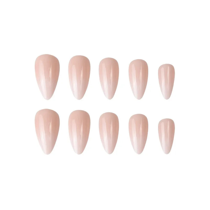 Cyflymder 24Pcs/Set Almond Gradient Press On Nail Art Wearable Fake Nails Pointed Simple Ballet Coffin Reusable False Nails Tips Finished