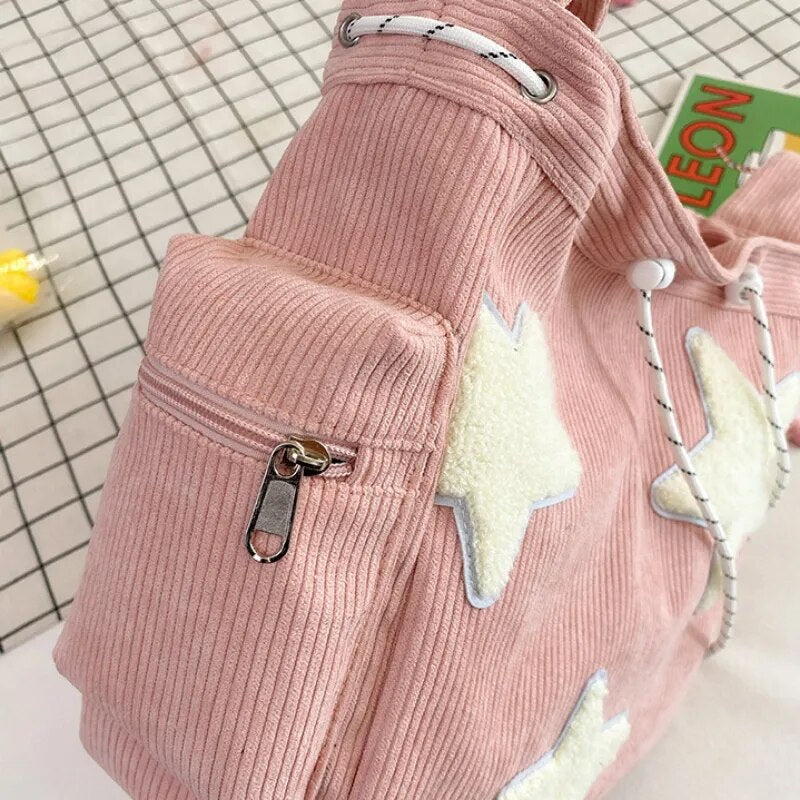 Cyflymder Girls Cute Star Print Shoulder Bags Women Japanese Casual Fashion Crossbody Bag Y2k Streetwear Tote Bags for College Student