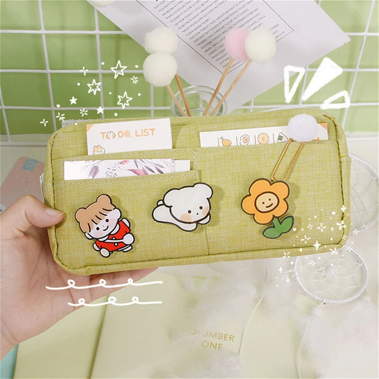 Cyflymder Cute Pencil Case Trousse Scolaire Pencil Cases For Girls Random Brooch Estojo Escolar Pencilcase Kawaii Stationery Pencil Pouch