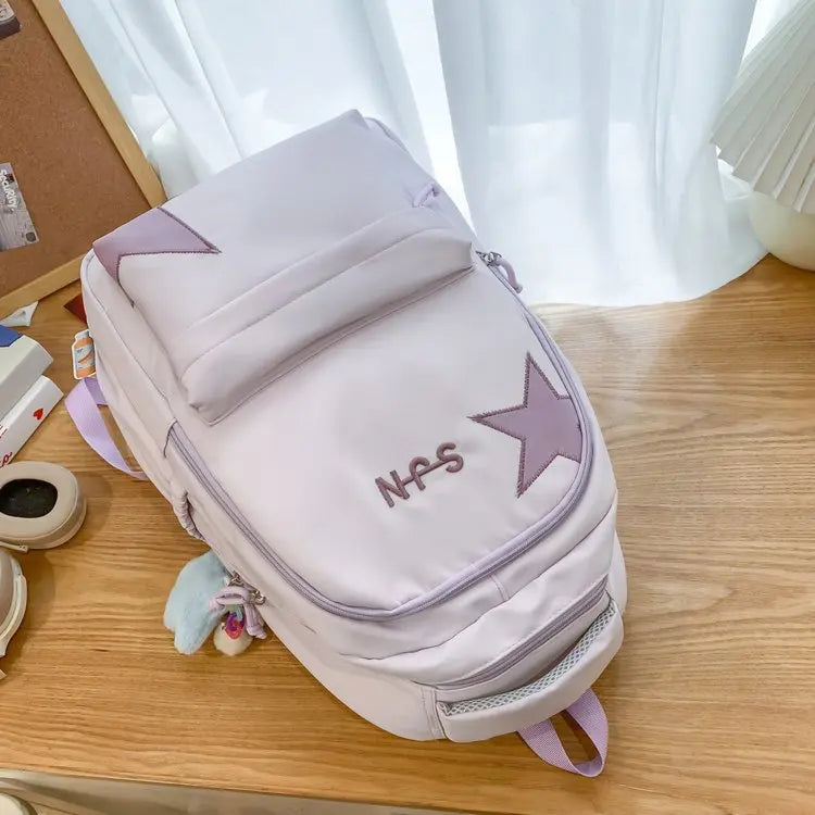 Cyflymder  Korean Ins High-capacity Star Letter Embroidery Schoolbags Preppy All Match Vintage Students Backpack Y2k Aesthetic Backpacks