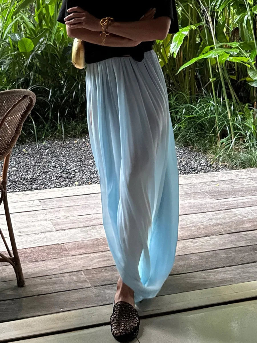 Cyflymder  Bust Skirt Spring and Summer New Temperament Pleated Split Skirt