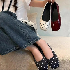 Cyflymder   Summer High Quality Shoes Girl Flat Base Shoes Fashion Square Head Elegance Women Patent Faux Leather Comfort Shoes 655