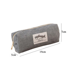 Cyflymder  Corduroy Pencil Case Korean Stationery Pencil Pouch Estuche Escolar Shark Pen Case School Supplies Trousse Scolaire Pencilcase