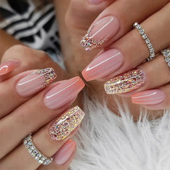 Cyflymder  24Pcs Fake Nails Press On Supplies False Charms Tips For ABS Nail Art And Decorations Manicure Extension Contains Jelly Gel