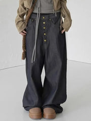 Cyflymder  90S Vintage Oversized Denim Pants Y2K Low Waist Baggy Jeans Japanese Harajuku Single Button Long Trousers Fashion Jeans Women