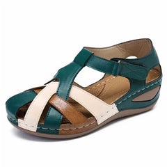 Cyflymder  Newly Lollita Orthopedic Plus Sandals PU Leather Retro Arch Support Comfy Round Toe Sandals for Women Toe Protection Design