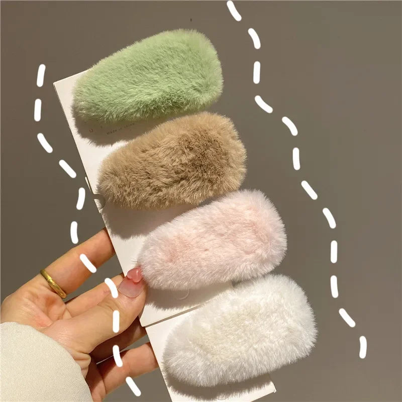 Cyflymder Winter Plush Cute Hair Clip Grasping Lamb Children's Broken Hair Pin Clip Headwear Hair Accessories for Girls  Korean Style