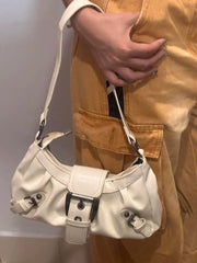 Cyflymder  Hot Girls White Shoulder Bags Women Versatile Leather Large Capacity Y2k Handbag Ladies Harajuku Aesthetic Underarm Bag Summer
