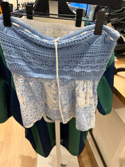 Cyflymder  Blue Floral Crochet Patchwork Tank Tops Women Summer Lace-up Bow Sleeveless Slim Tube Top Sweet Preppy Style Cropped Camisole