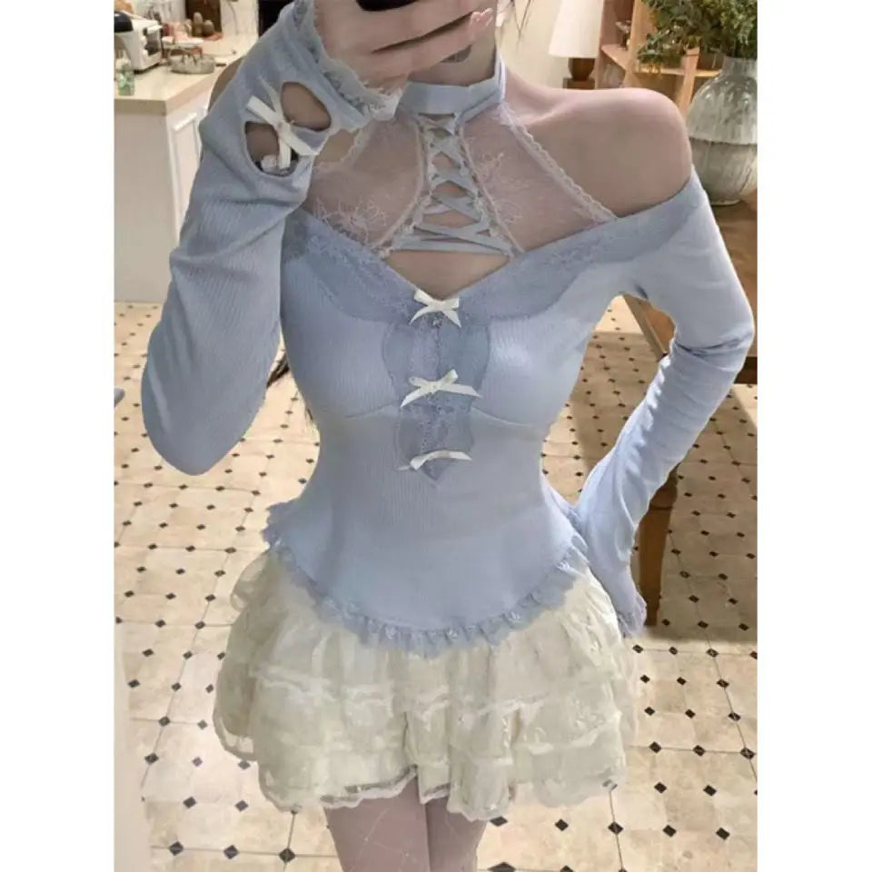 Cyflymder  Spring Japan Sweet Hot Chick 2 Piece Set Women Design Sense Top + Fluffy Cake Skirt New Fashion Elegant Slim Suit