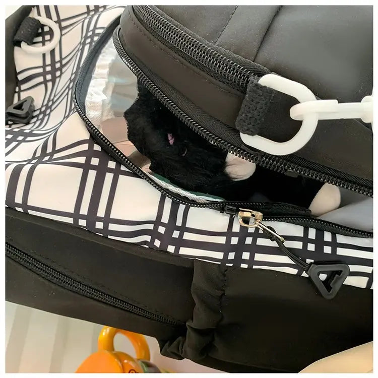 Cyflymder  Y2k Aesthetic Contrast Color Plaid Schoolbags Women Preppy Kawaii All Match Ita Bags Transparent High-capacity Student Backpacks
