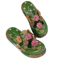 Cyflymder  35-43 Shoes for Women Summer Comfortable Roman Flower Platform Sandals Non-slip Baotou Wedge Ladies Slippers