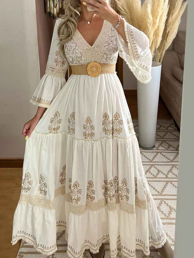 Cyflymder  Mesh Spliced Elegant Plus Size Women Dress Crew Neck Casual Short Sleeve Loose Summer Female Party Evening Maxi Dresses Vestidos