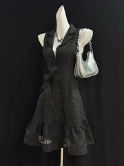 Cyflymder  Summer New Black Dress Waist Spice Girl Style Skirt