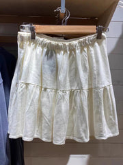 Cyflymder  Beige Lace-up A-line Shirks Women New Cotton High Waist Elastic Ruffles Hem Sweet Mini Skirts Vintage Cute Streetwear Chic Falda