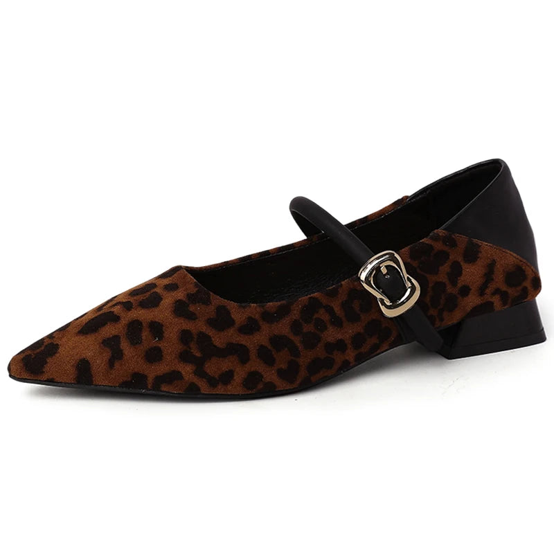Cyflymder  Street Style Leopard Women Mary Jane Shoes Ladies Concise Pointed Toe Pumps Spring Autumn Women's Commuting Shoes