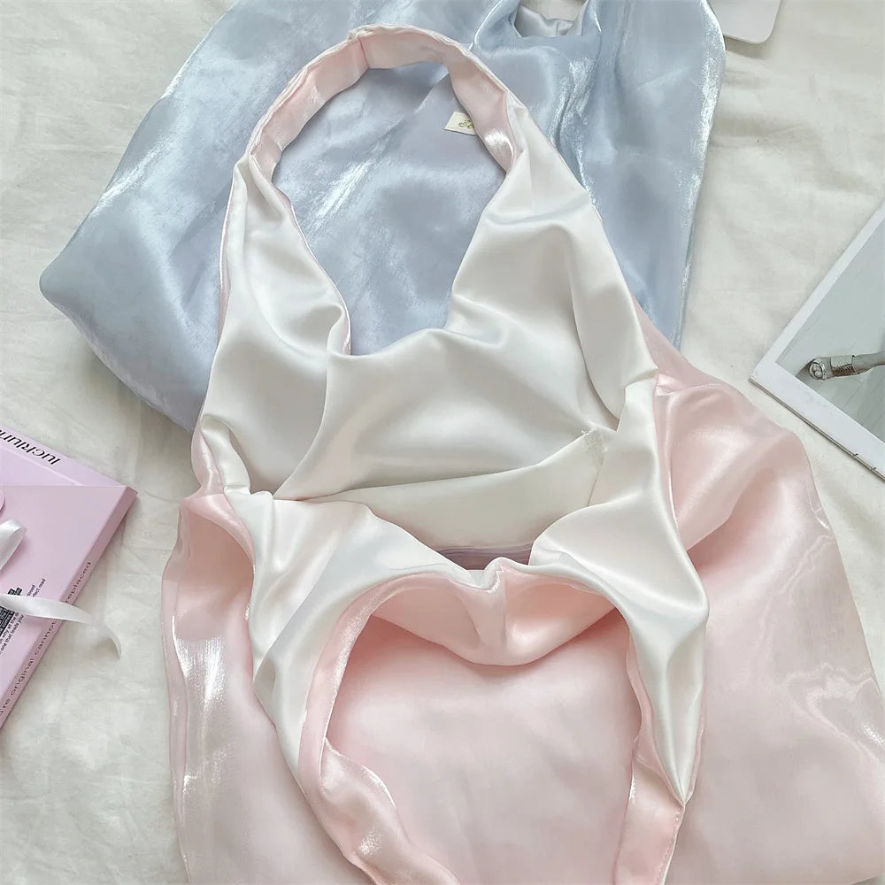 Cyflymder  Korean Elegant Y2k Aesthetic Chic Shoulder Handbags Glossy Tender Fairy Underarm Bag Trendy Fashion Casual Women Shopping Bags