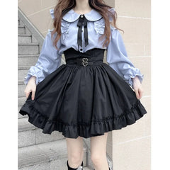 Cyflymder DRESS TO IMPRESS Japanese Gothic Lolita JK Skirt Sets Women Kawii Peter Pan Collar Off Shoulder Shirts Mini Skirts Harajuku Y2k School Girls Suit