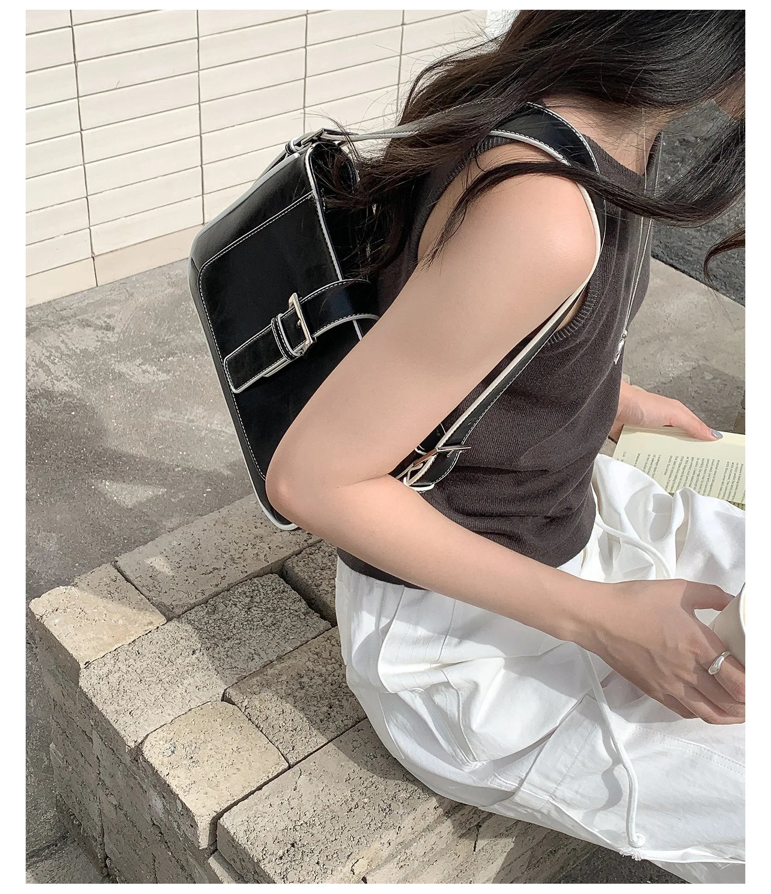 Cyflymder  Trendy Fashion Simple Vintage Mini Square Bags Korean Office Lady All Match Underarm Bag Women Y2k Aesthetic Shoulder Handbags