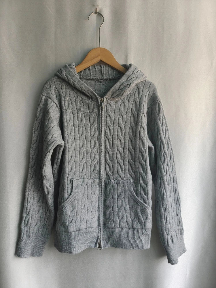 Cyflymder  Fashion Vintage American Solid Knitted American Cardigan Harajuku All Match Punk Jumpers Y2k Aesthetic Spring Autumn Clothes
