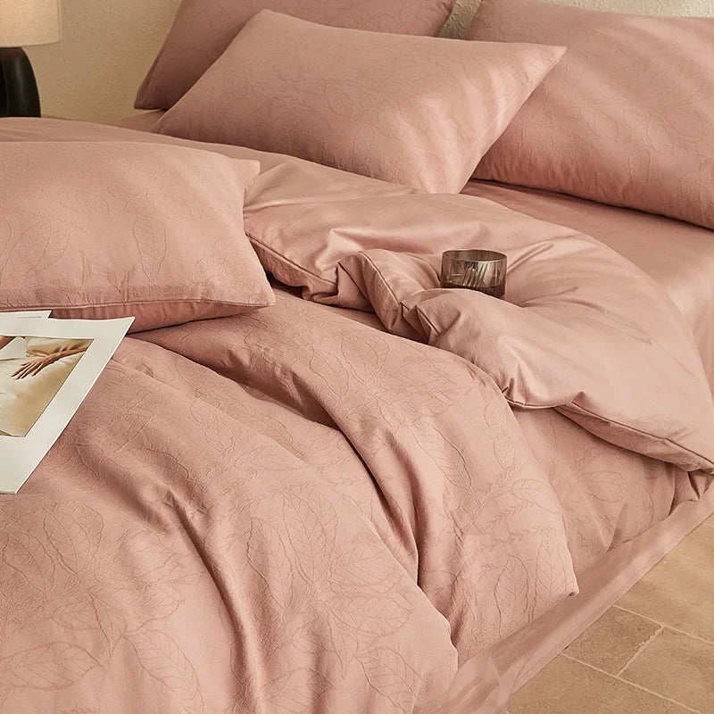 Cyflymder  Light Luxury Soft Thick 100% Cotton Flat Sheet Sets Satin Jacquard Silky Bedding Set for Seasons Single Double Bed Comfort Set