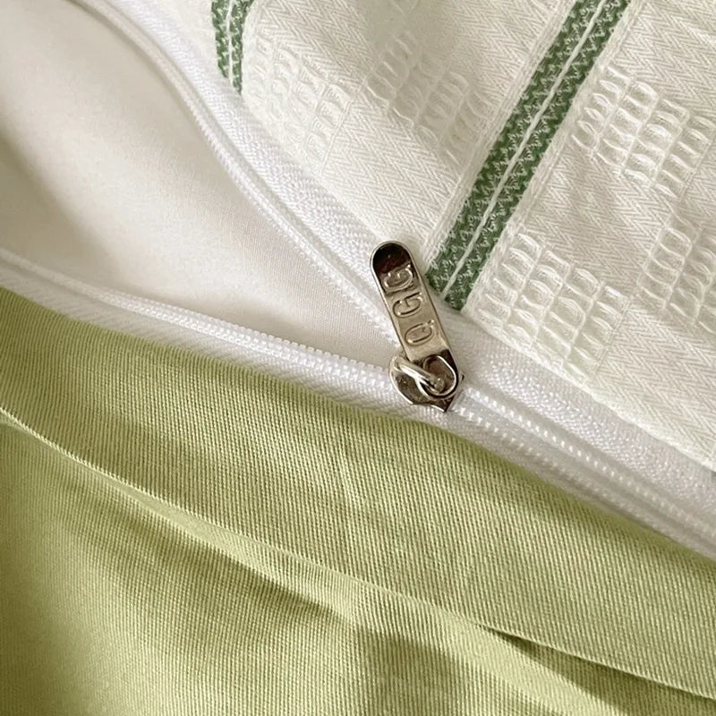 Cyflymder  60S Striped Pure Cotton Bedding Sets High-End Japanese Jacquard Quilt Cover Kit Skin-Friendly Home Textiles for Single Double
