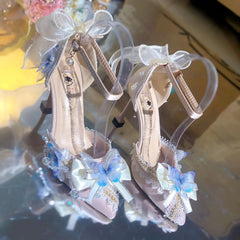 Cyflymder  Women Heels Bridal Wedding Heel Lolita Pink Blue High Heels Shoes for Woman Party Shoes Woman Mary Jane Y2K Heel Elegant