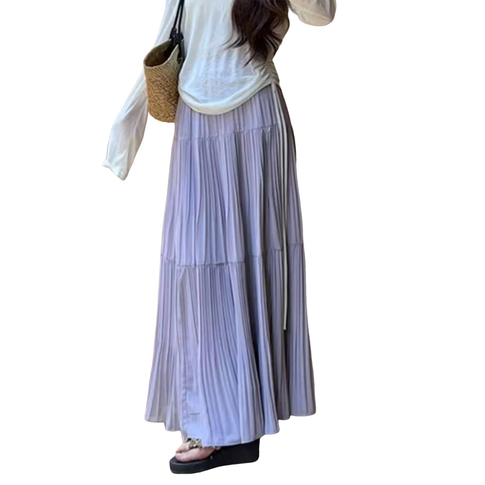 Cyflymder  Women s Lightweight Maxi Skirt with Elastic Waistband and Boho Print for Vacation Picnic Outdoor Activities