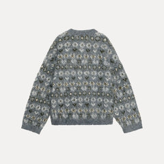 Cyflymder  Women's Long Sve Knitted Sweater Color Fade Effect Floral Embroidery Autumn Faion Casual round Ne Pullover for Teens